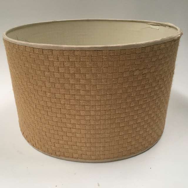 LAMPSHADE, 1960s 70s (Large) - Drum, Natural Brown Weave